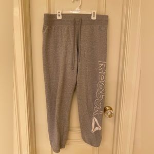 Reebok Logo Light Gray Track Pants Size M / 29